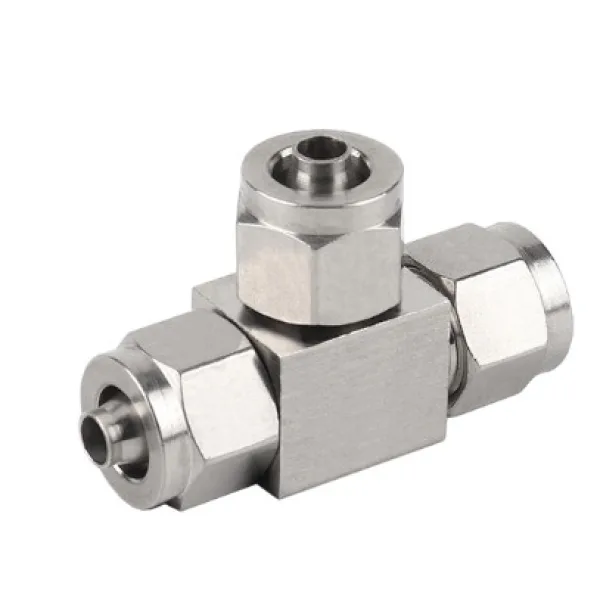 ĐẦU NỐI INOX CHỮ T CÓ 3 ĐẦU SIẾT ỐNG