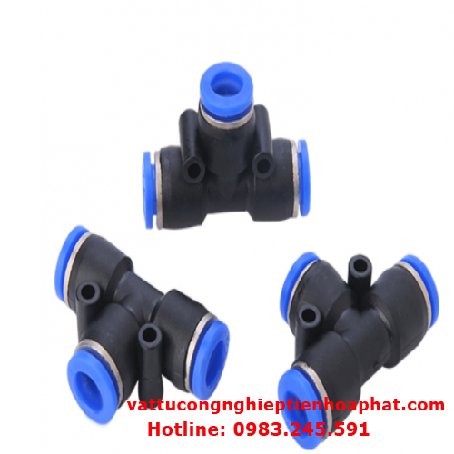 Đầu nối nhanh chia 3 PE chữ T PE4 PE6 PE8 PE10 PE12 PE16