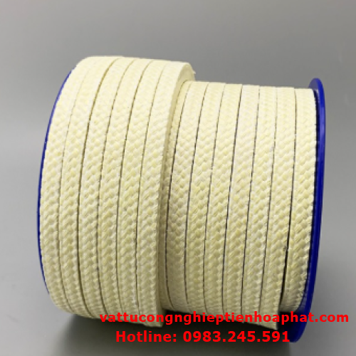 Dây tết chèn Aramid tẩm PTFE vuông 6×6, 8×8, 10×10, 12×12, 14×14, 16×16, 18×18, 20×20 đến 30×30 mm